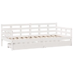 Dormeuse con Cassetti Bianco 90x190 cm Legno Massello di Pino