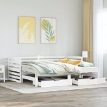 Dormeuse con Cassetti Bianco 90x200 cm Legno Massello di Pino