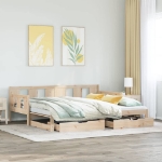 Dormeuse con Letto Estraibile e Cassetti 80x200cm Massello Pino