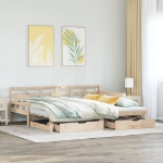 Dormeuse con Letto Estraibile e Cassetti 80x200cm Massello Pino