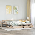 Dormeuse con Letto Estraibile e Cassetti 90x190cm Massello Pino