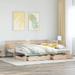 Dormeuse con Letto Estraibile e Cassetti 90x200cm Massello Pino