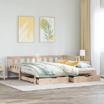 Dormeuse con Letto Estraibile e Cassetti 90x200cm Massello Pino