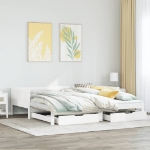 Dormeuse Letto Estraibile e Cassetti Bianca 80x200cm Legno Pino