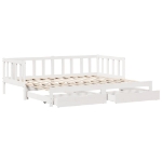 Dormeuse Letto Estraibile e Cassetti Bianca 80x200cm Legno Pino