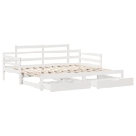 Dormeuse Letto Estraibile e Cassetti Bianca 80x200cm Legno Pino