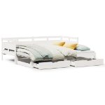 Dormeuse Letto Estraibile e Cassetti Bianca 80x200cm Legno Pino