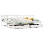 Dormeuse Letto Estraibile e Cassetti Bianco 90x190cm Legno Pino