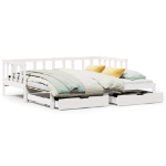 Dormeuse Letto Estraibile e Cassetti Bianco 90x190cm Legno Pino