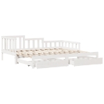 Dormeuse Letto Estraibile e Cassetti Bianco 90x190cm Legno Pino