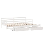 Dormeuse Letto Estraibile e Cassetti Bianco 90x190cm Legno Pino