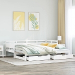 Dormeuse Letto Estraibile e Cassetti Bianco 90x190cm Legno Pino