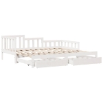 Dormeuse Letto Estraibile e Cassetti Bianco 90x200cm Legno Pino