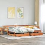 Dormeuse Letto Estraibile e Cassetti Marrone Cera 80x200cm Pino