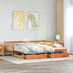 Dormeuse Letto Estraibile e Cassetti Marrone Cera 90x200cm Pino