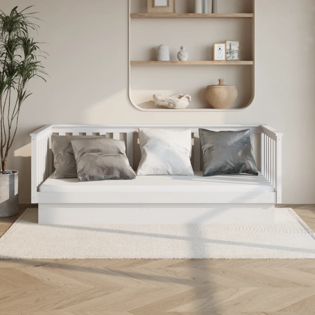 Dormeuse senza Materasso Bianca 80x200 cm Legno Massello Pino