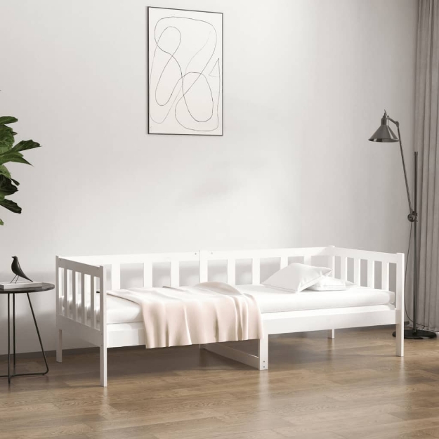 Dormeuse senza Materasso Bianca 90x190 cm Legno Massello Pino