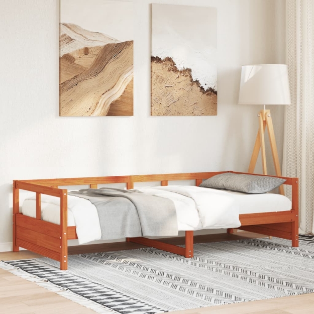 Dormeuse senza Materasso Marrone Cera 90x190 cm Legno di Pino