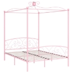 Giroletto a Baldacchino Rosa in Metallo 180x200 cm