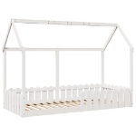 Giroletto Casetta Bambini Bianco 90x190 cm Legno Massello Pino