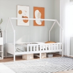 Giroletto Casetta Bambini Bianco 90x190 cm Legno Massello Pino