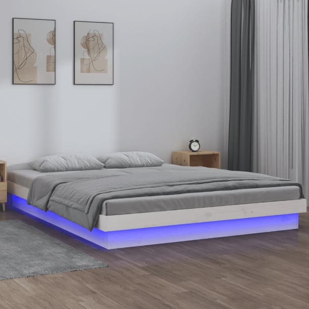 Giroletto con LED Bianco 150x200cm King Size in Legno Massello