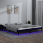 Giroletto con LED Nero 150x200 cm King Size Legno Massello