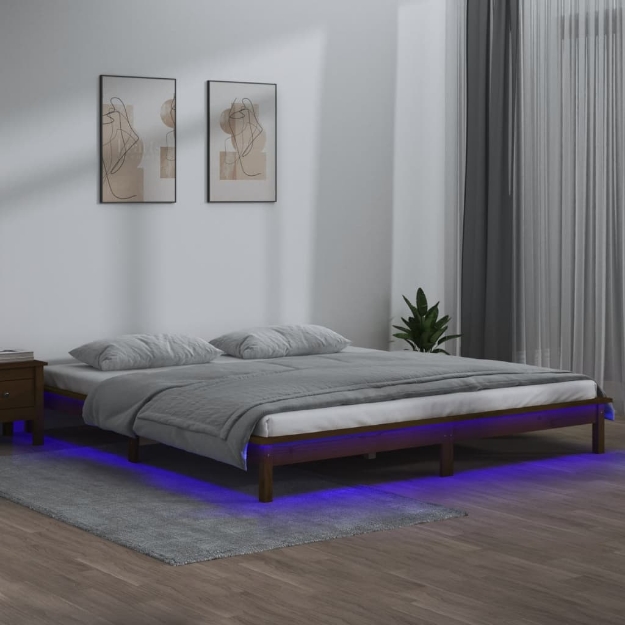 Giroletto con LED senza Materasso Ambra 200x200 Legno Massello