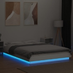 Giroletto con Luci LED Bianco 135x190 cm in Legno Multistrato