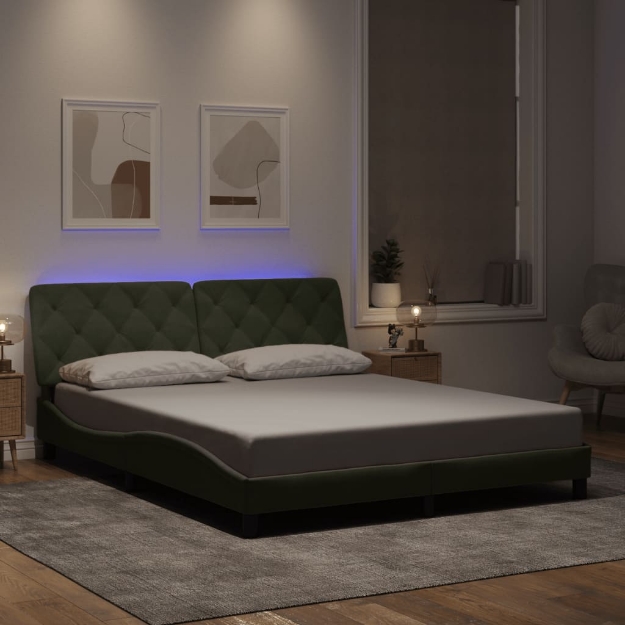 Giroletto con Luci LED Grigio Chiaro 160x200 cm in Velluto