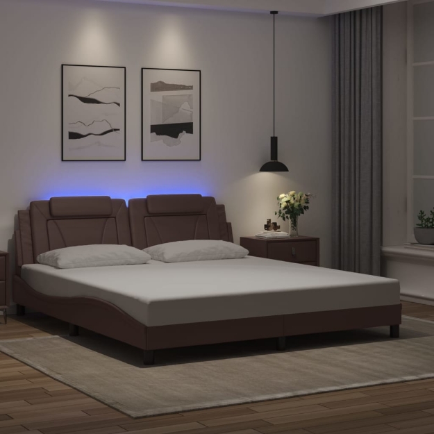 Giroletto con Luci LED Marrone 180x200 cm in Similpelle