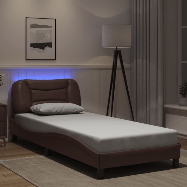 Giroletto con Luci LED Marrone 90x190 cm in Similpelle