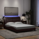 Giroletto con Luci LED Marrone Scuro 140x190 cm in Tessuto