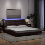 Giroletto con Luci LED Marrone Scuro 180x200 cm in Tessuto