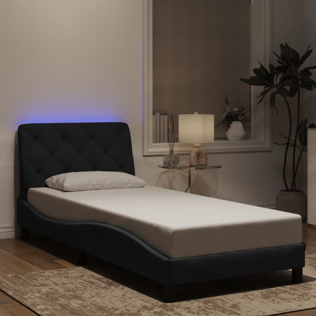 Giroletto con Luci LED Nero 90x190 cm in Velluto