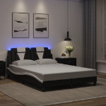 Giroletto con Luci LED Nero e Bianco 120x200 cm in Similpelle