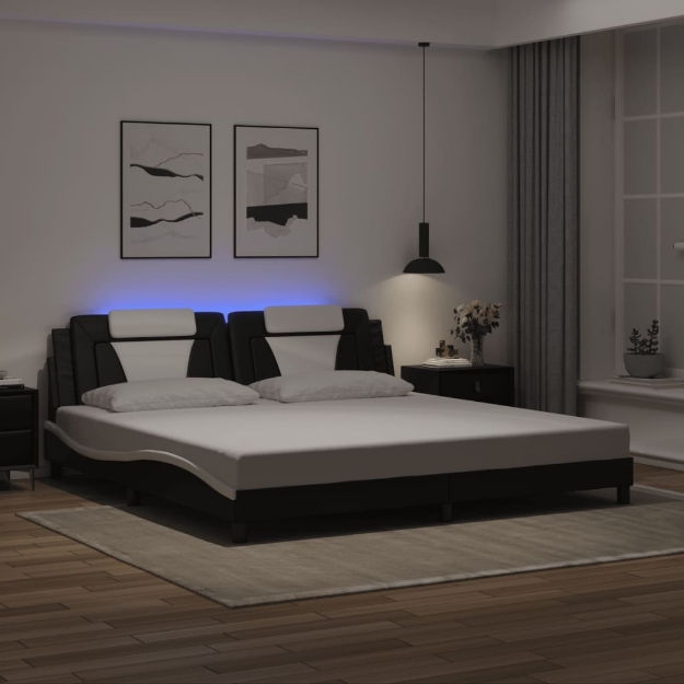 Giroletto con Luci LED Nero e Bianco 200x200 cm in Similpelle