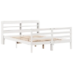 Giroletto con Testiera Bianco 135x190 cm Legno Massello di Pino