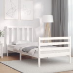 Giroletto con Testiera Bianco Small Single Legno Massello