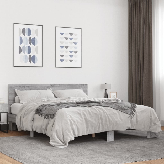 Giroletto Grigio Sonoma 160x200 cm in Legno Multistrato Metallo