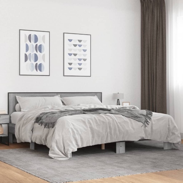 Giroletto Grigio Sonoma 180x200 cm in Legno Multistrato Metallo