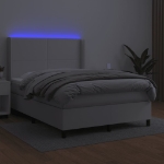 Giroletto Molle con Materasso e LED Bianco 140x190cm Similpelle