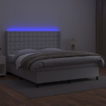 Giroletto Molle con Materasso e LED Bianco 160x200cm Similpelle