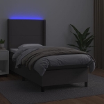 Giroletto Molle con Materasso e LED Grigio 100x200cm Similpelle