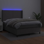 Giroletto Molle con Materasso e LED Grigio 140x200cm Similpelle