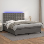 Giroletto Molle con Materasso e LED Grigio 160x200cm Similpelle