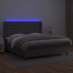 Giroletto Molle con Materasso e LED Grigio 160x200cm Similpelle