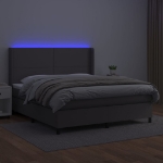 Giroletto Molle con Materasso e LED Grigio 160x200cm Similpelle