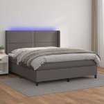 Giroletto Molle con Materasso e LED Grigio 180x200cm Similpelle