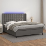 Giroletto Molle con Materasso e LED Grigio 180x200cm Similpelle